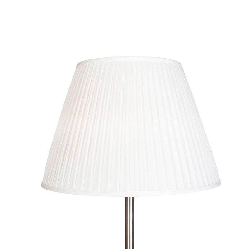 Moderne vloerlamp staal met witte plisse kap 45 cm - Simplo
