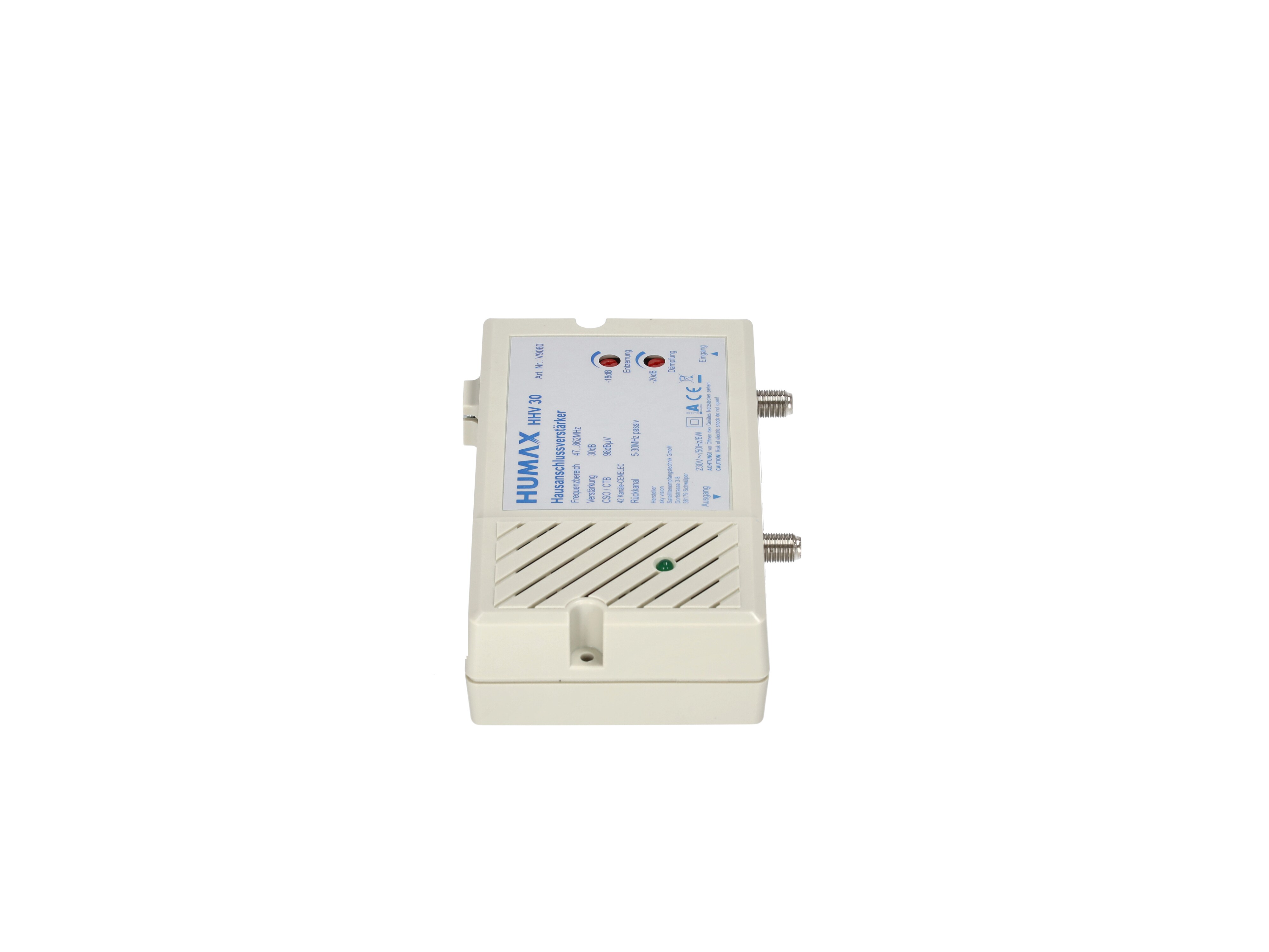 Humax Hausanschlussverstärker, Rauschmaß 7,5 dB, Verstärkung 30 dB