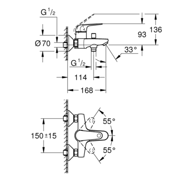 Grohe badkraan Quickfix Swift chroom 15 cm