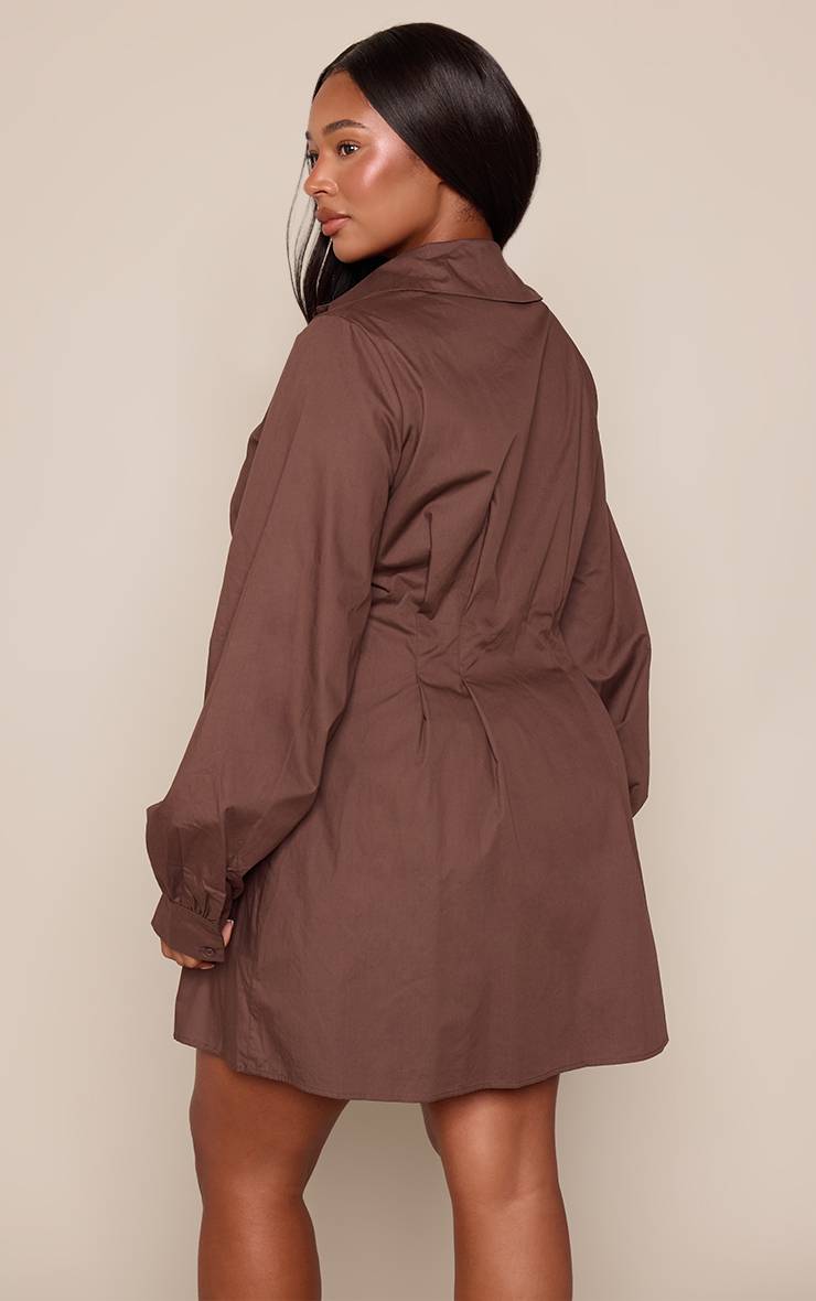 Chocolat Robe Chemise Cintrée À La Taille En Popeline De Coton Grande Taille