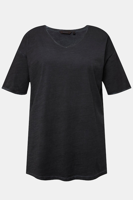 T-Shirt, cold dyed, Oversized, V-Ausschnitt, Halbarm
