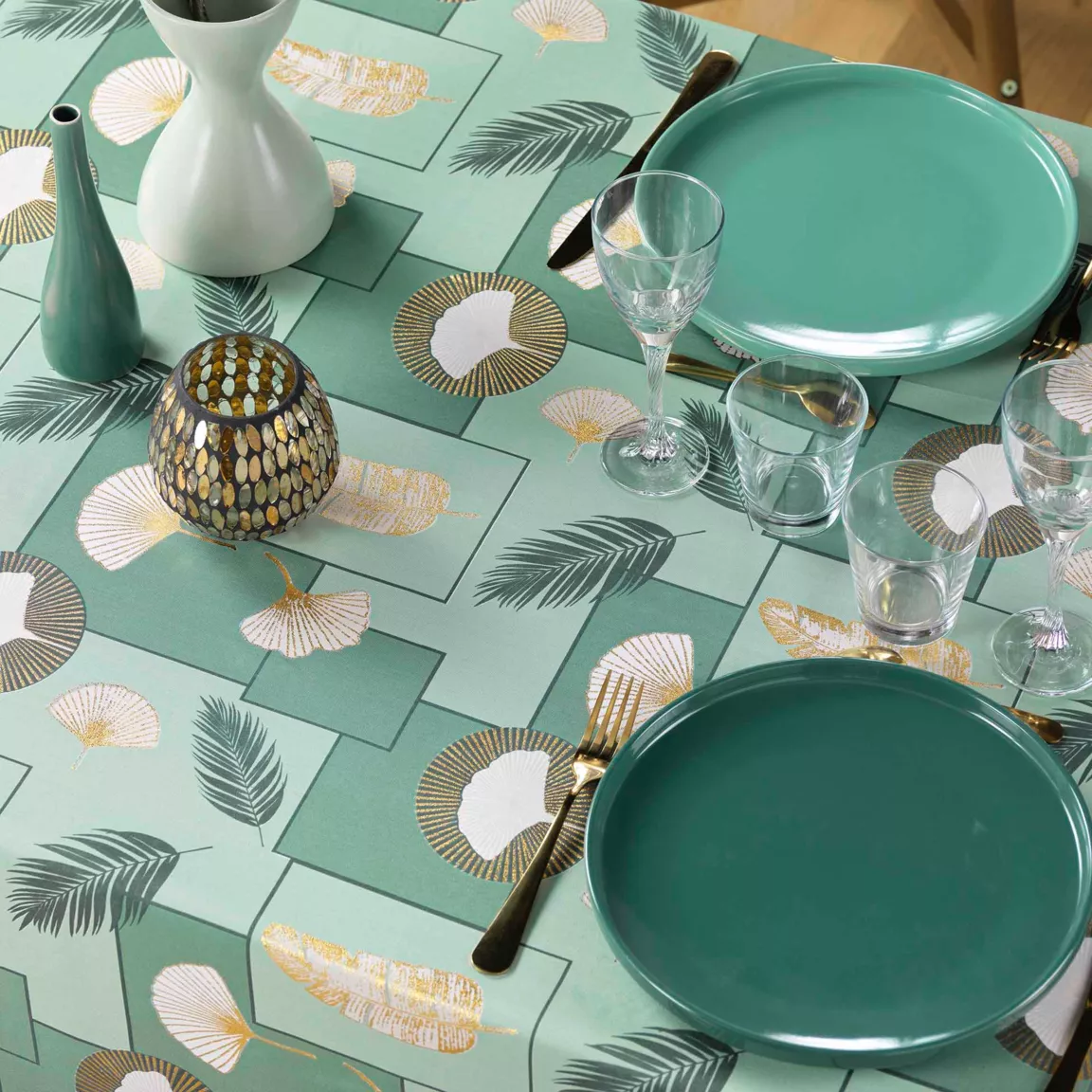 Nappe rectangulaire anti tache (145 x 240 cm) Natane Vert sauge