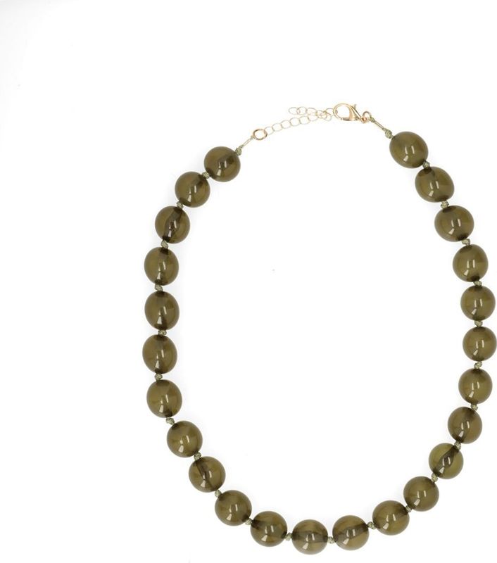Manfield - Kralenketting - Olijfgroen - 50 cm