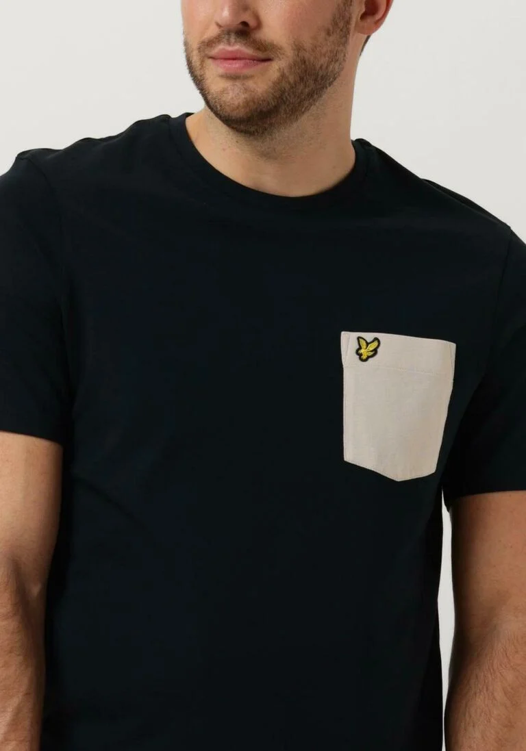 LYLE & SCOTT donkerblauwe lyle & scott t-shirt contrast pocket t-shirt