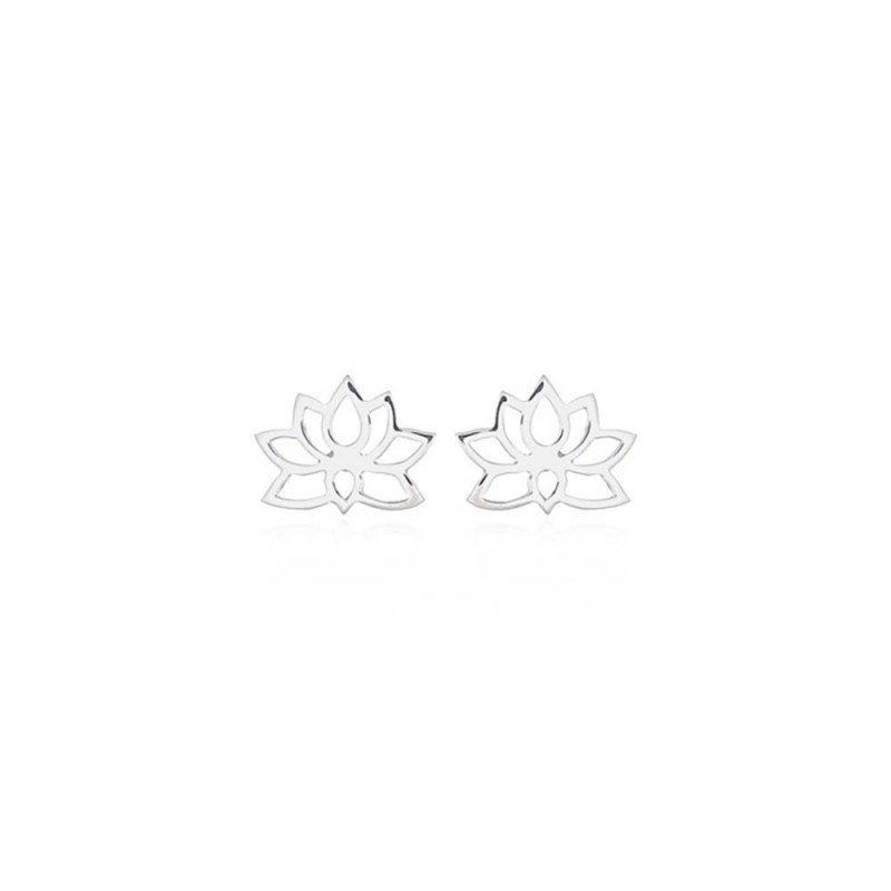 Boucle d'oreilles, clou en argent fleur de lotus