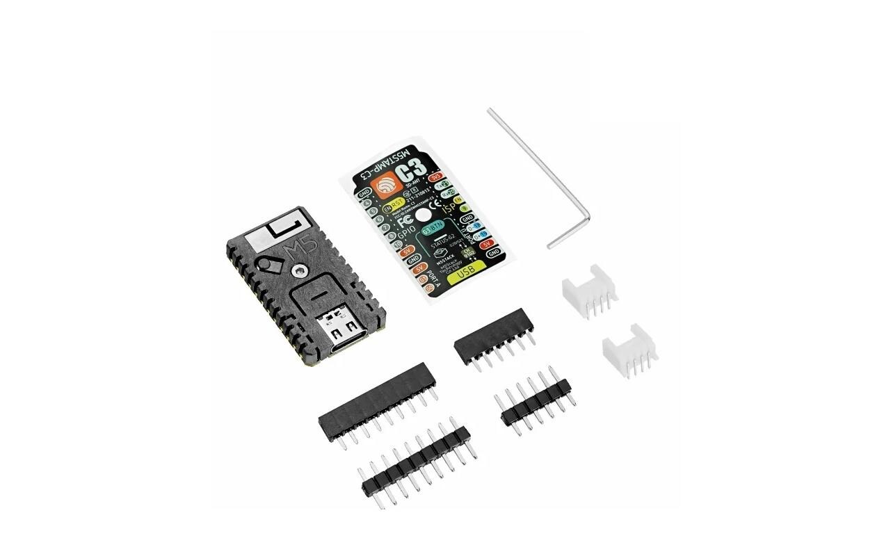 Entwicklerboard M5Stamp C3 Mate mit Pin HeadersUltra kompaktes Entwicklerboard mit RISC-V Prozessor