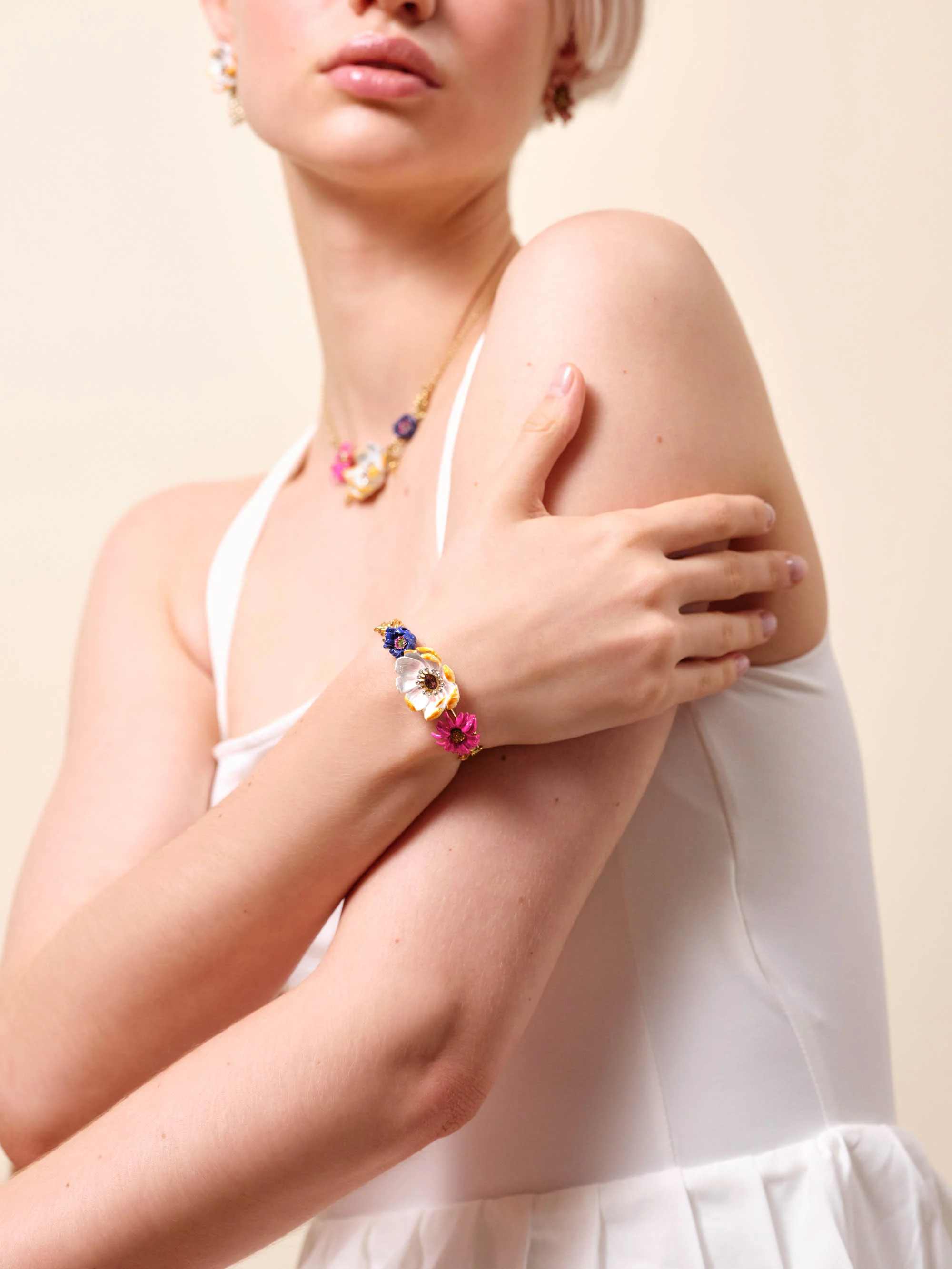 Bracelet jonc bouquet de fleurs | Multicolore
