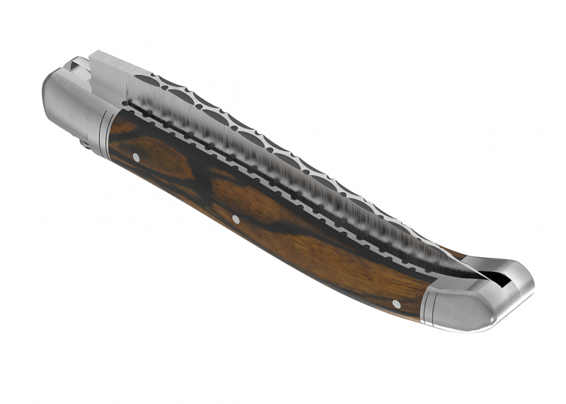 Couteau Laguiole prestige avec un manche en bois d'ébène royal et mitres en acier inoxydable