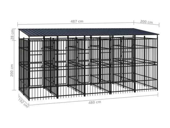 Chenil cage enclos pac noire 480 x 192 x 200 cm 02_0041772