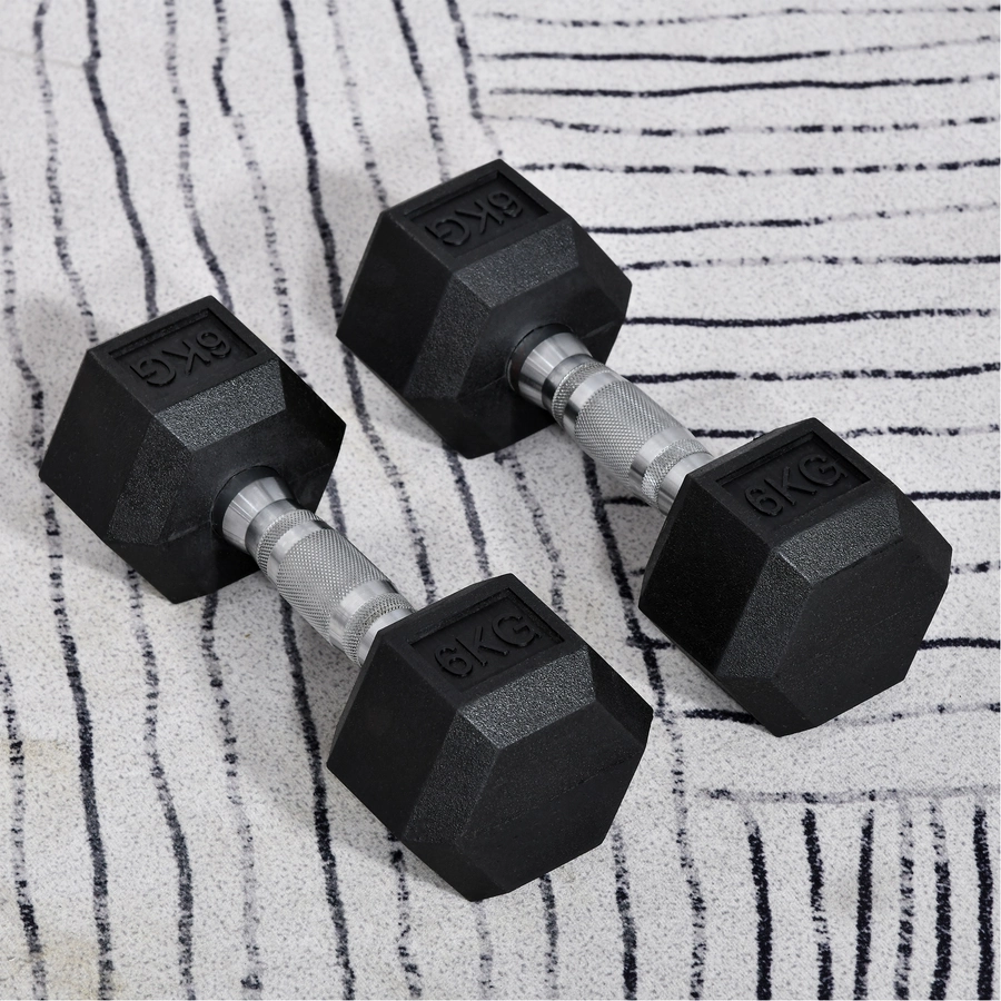 HOMCOM Kurzhantel 2er Set in Hexagon Form schwarz, silber