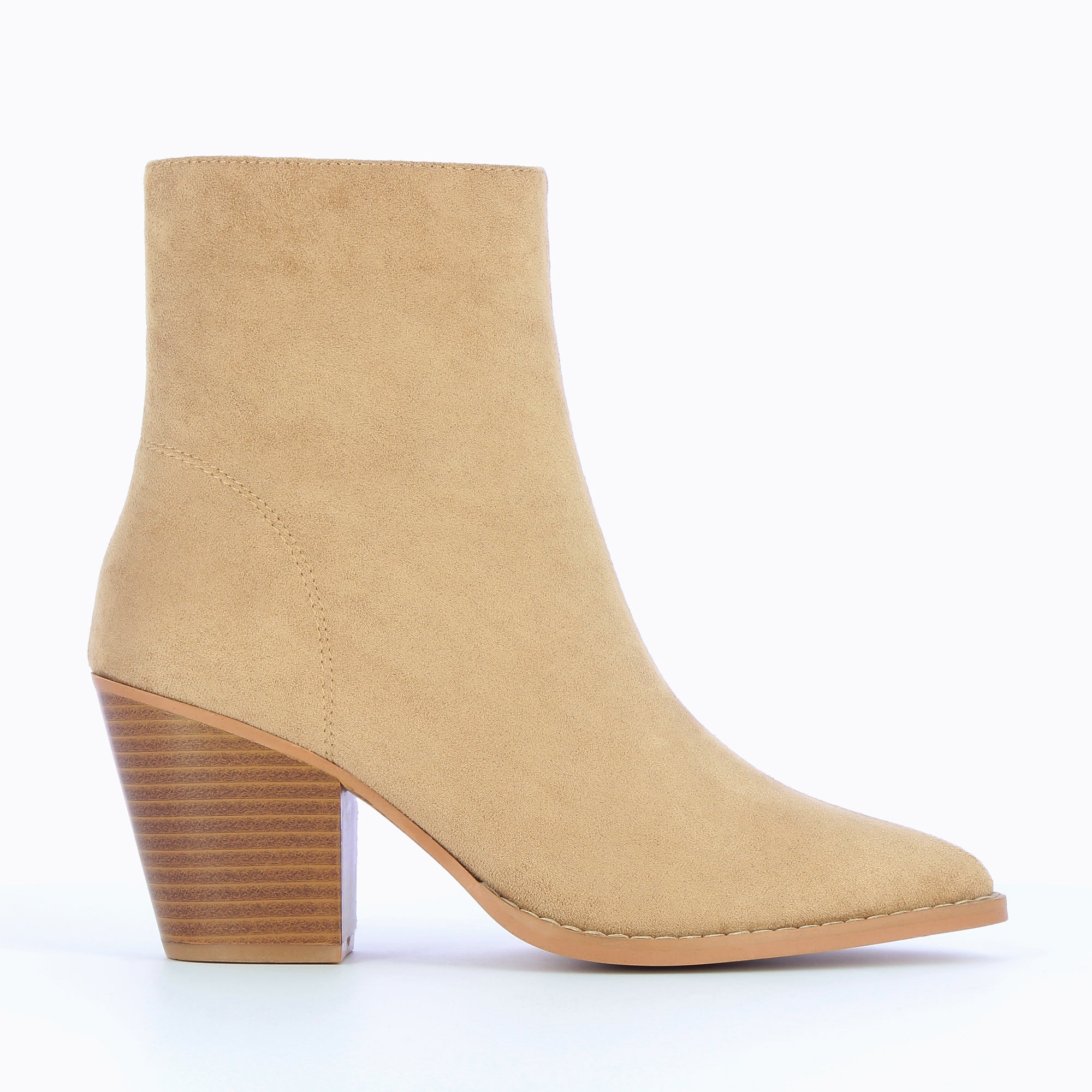 Bottines-Bottines à talon Julia en suédine beige
