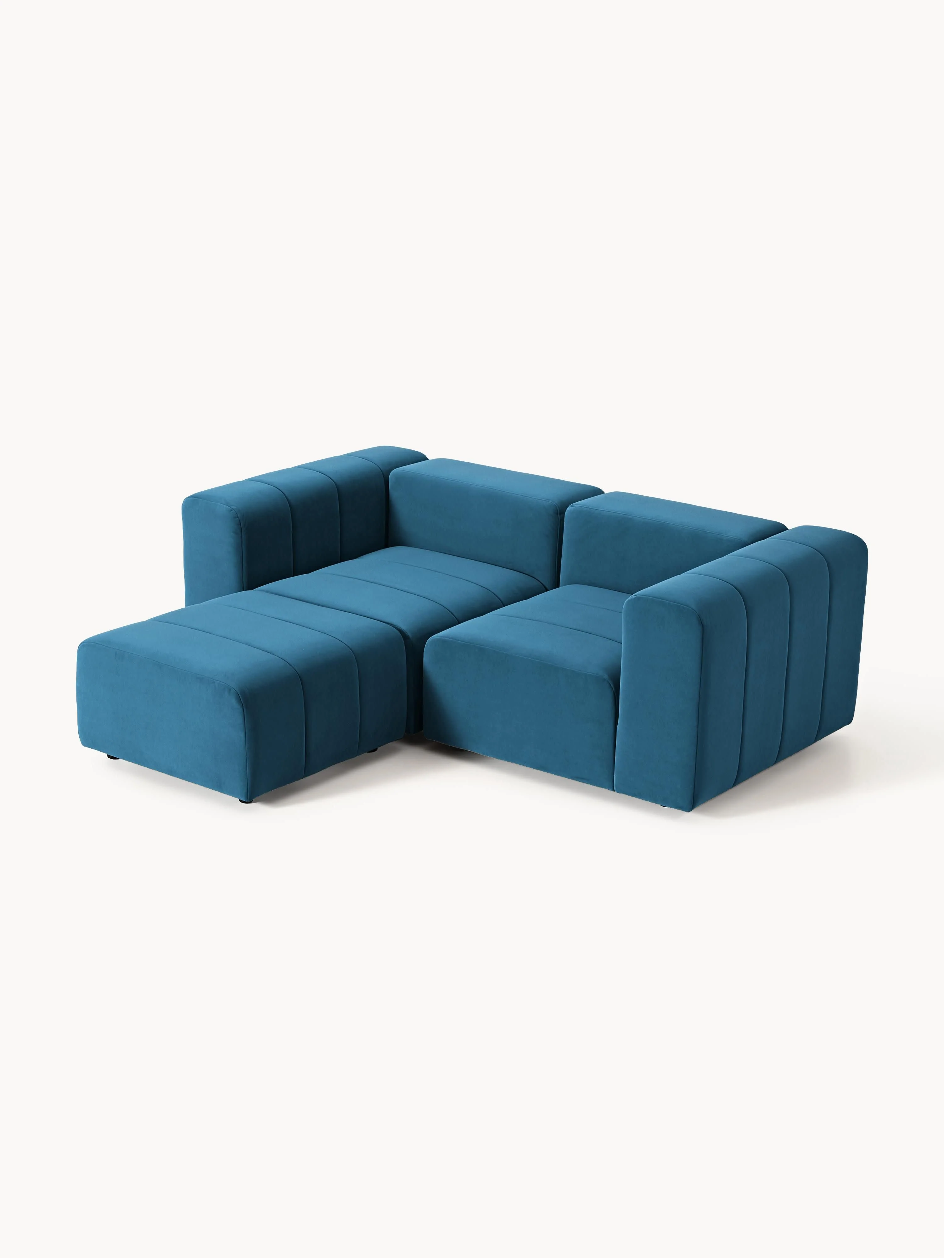 Fluwelen modulaire bank Lena (3-zits) met poef (links/rechts)