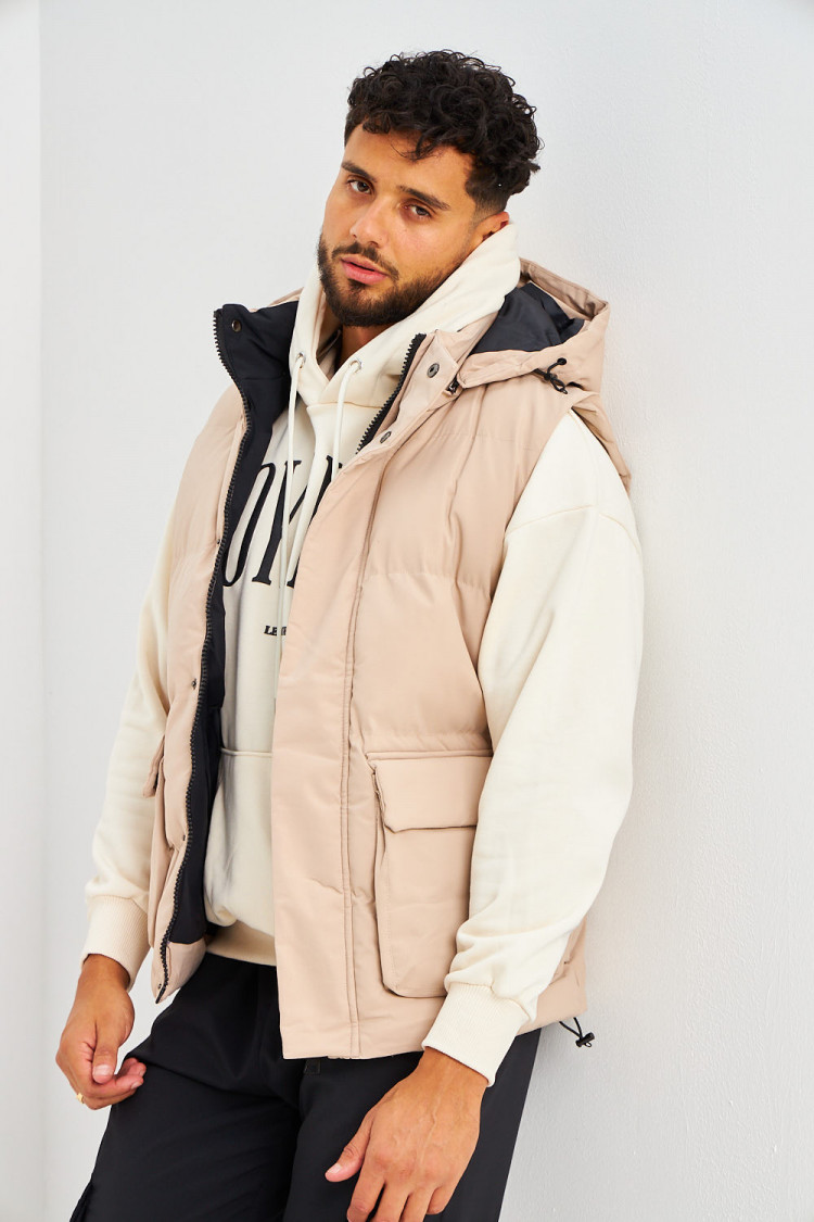 Doudoune beige sans manches