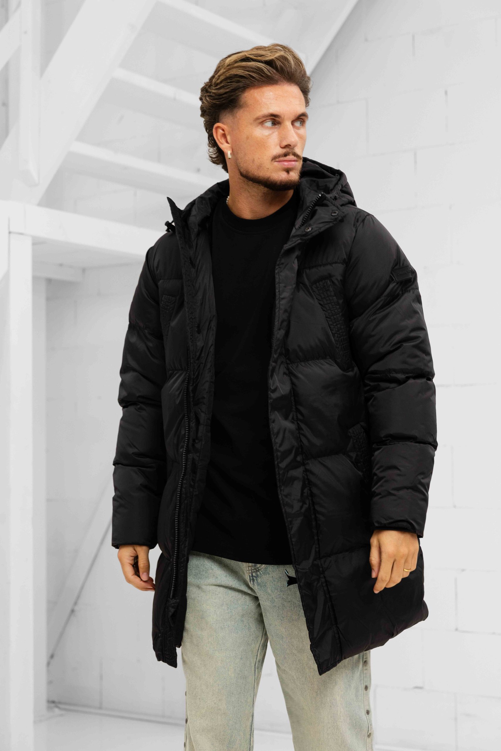Pure Path Ripstop Puffer Parka Winterjas Heren Zwart
