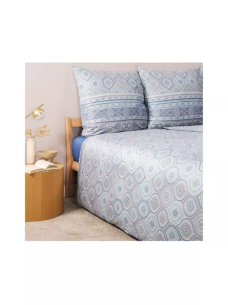 BASSETTI Satin Bettwäsche HANBURY 70x90cm/140x200cm Petrol hellblau