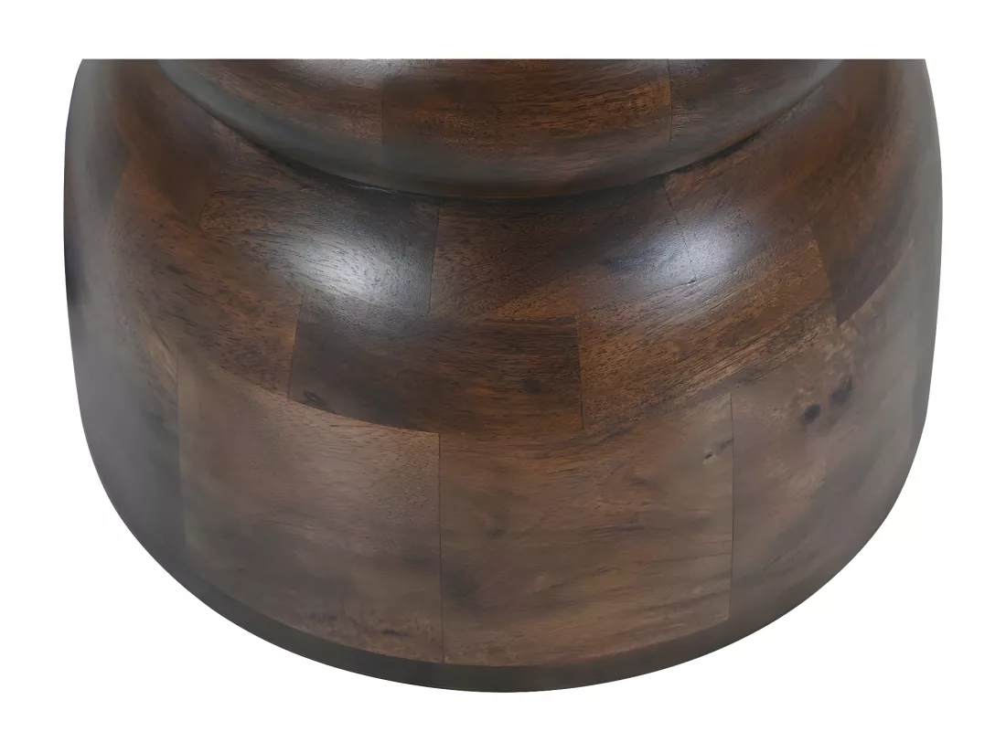 Pulau - Table d'appoint en bois massif ø33,5cm - Bois foncé