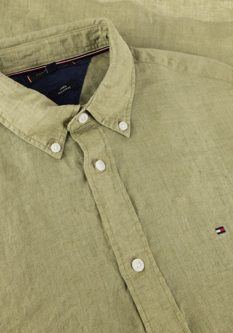 TOMMY HILFIGER olijf tommy hilfiger casual overhemd pigment dyed linen rf shirt s/s