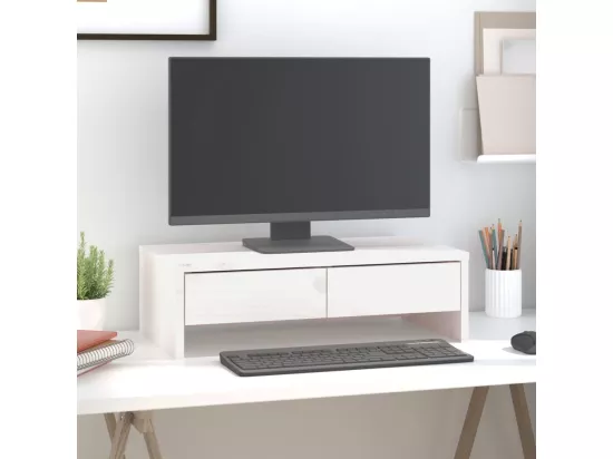 Support de moniteur Blanc 50x27x15 cm Bois de pin solide