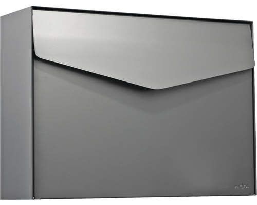 MEFA brievenbus, gepoedercoat staal, BxHxD 430x312x110 mm, Letter 112, Basaltgrijs RAL 7012, zijdemat, zonder naamplaatje, met klep