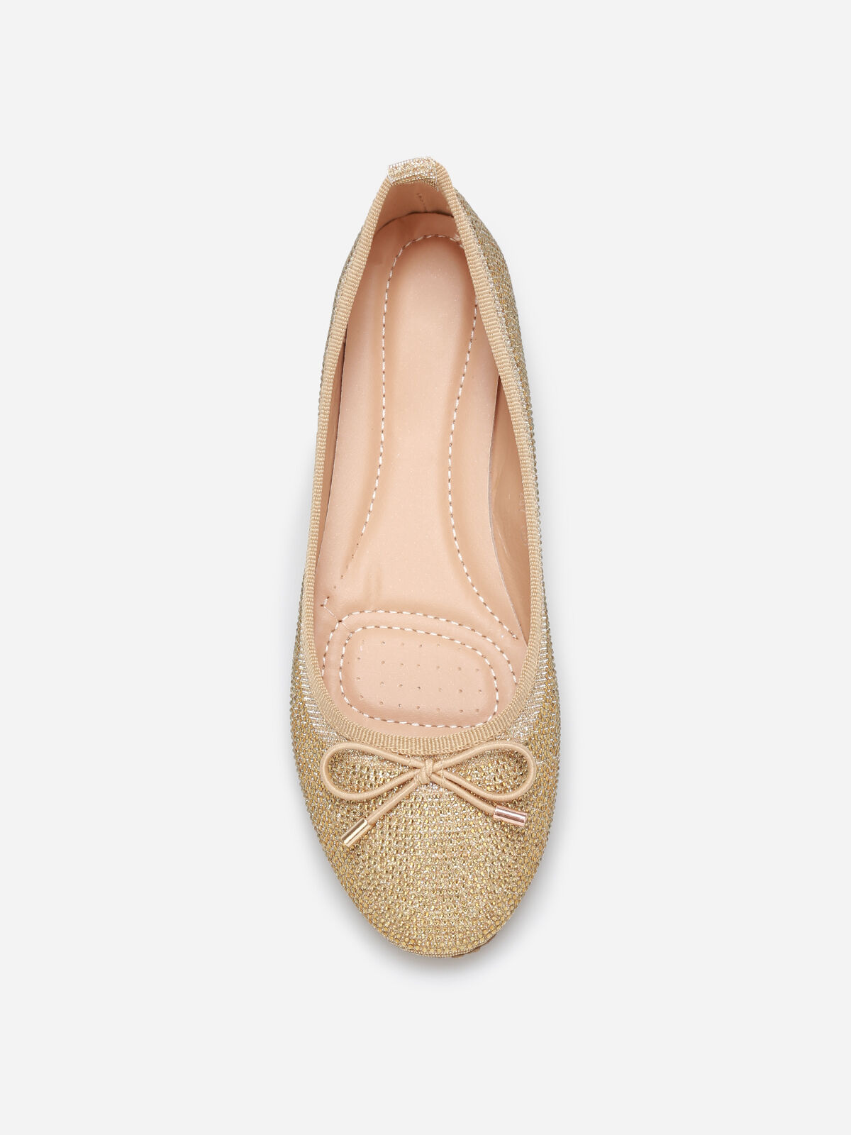 Ballerines à strass et nœud- Doré