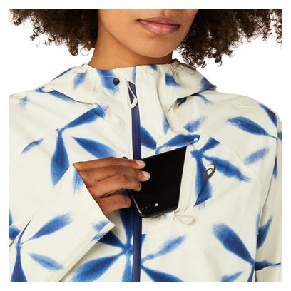 Veste imperméable Asics Metarun Shibori Beige/Bleu Femme