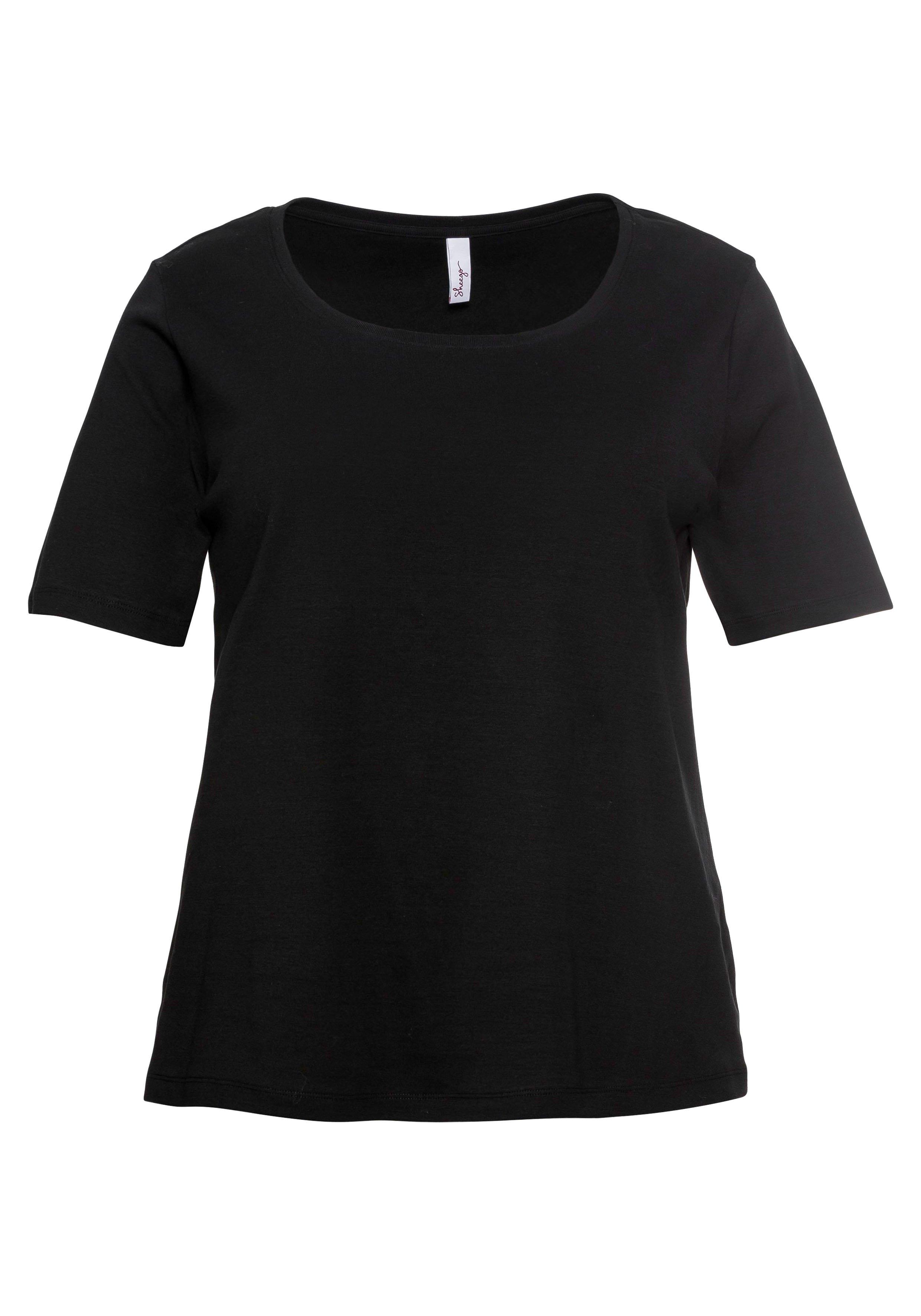 T-Shirt mit tiefem Ausschnitt und längerem Ärmel