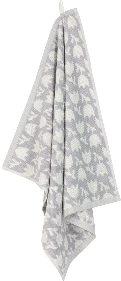 essuie-mains 50x50 tulipe - blanc/gris