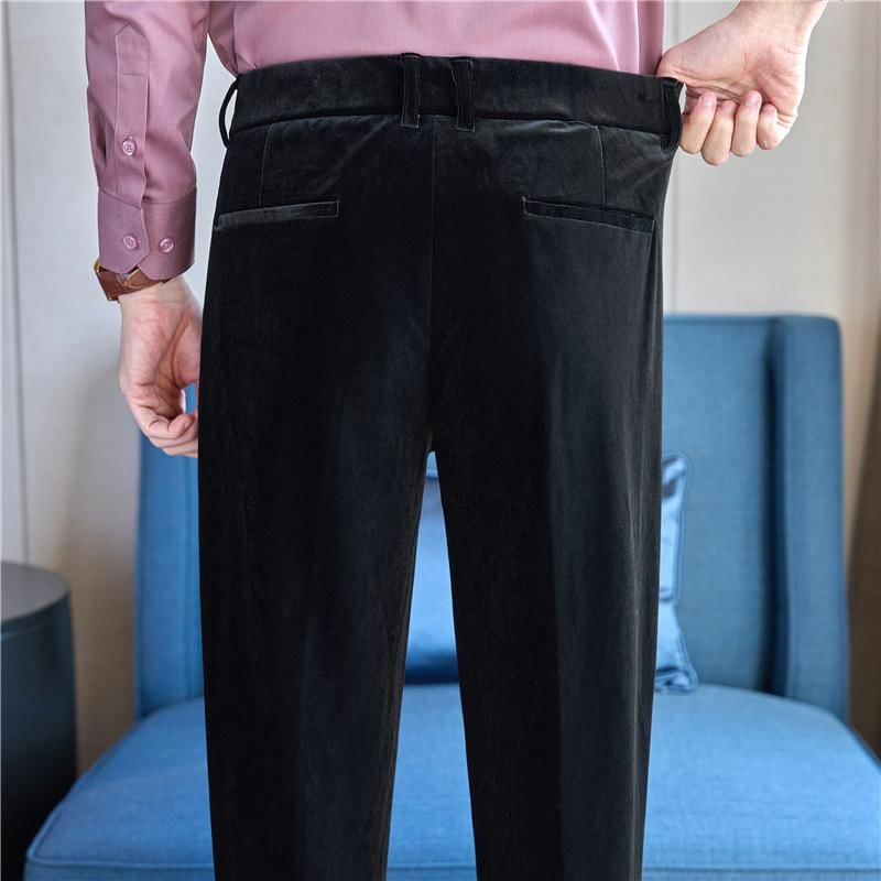 Blueforce - Fluwelen broek met rechte pijpen en middelhoge taille