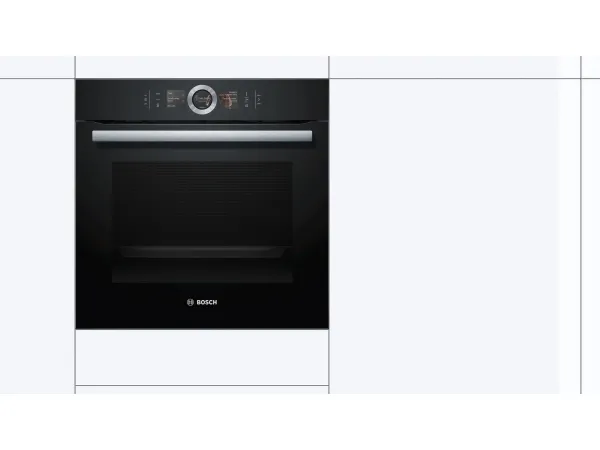 Bosch Serie | 8 HSG636BB1 - Ovn - med dampfunktion - til indbygning - niche - bredde: 56 cm - dybde: 55 cm - højde: 58.5 cm - med selv-rengøring - Klasse A  - sort