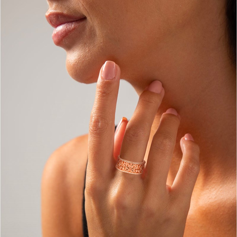 Bague Argent Rose Motif Orus