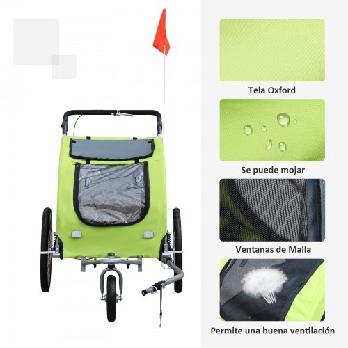 Reboque para bicicleta PawHut para cães, verde/preto