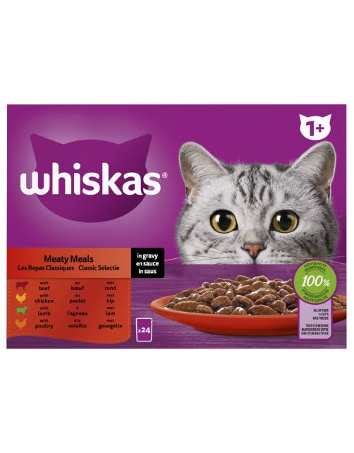 Whiskas 1+ Classic Selectie In Saus Maaltijdzakjes Multipack - Kattenvoer - 24x85 g