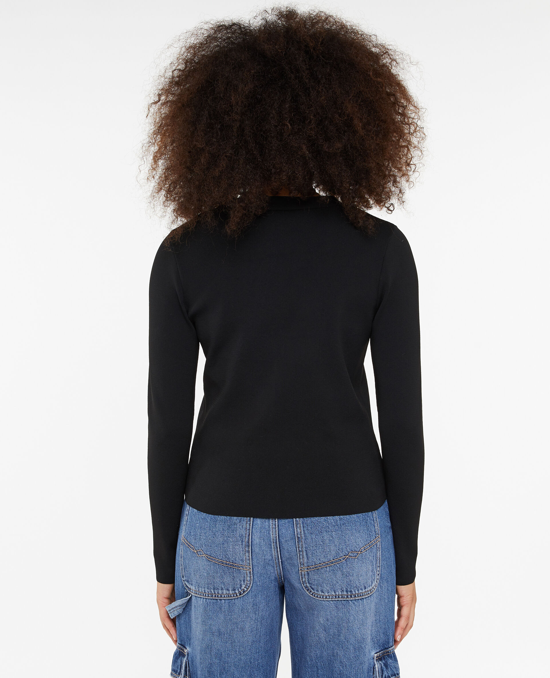 Gilet maille serrée avec boutons métalliques - Noir