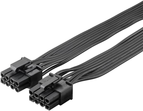 Strømforsyningskabel 8-pins hann til dobbel 6+2 hann for PCIe