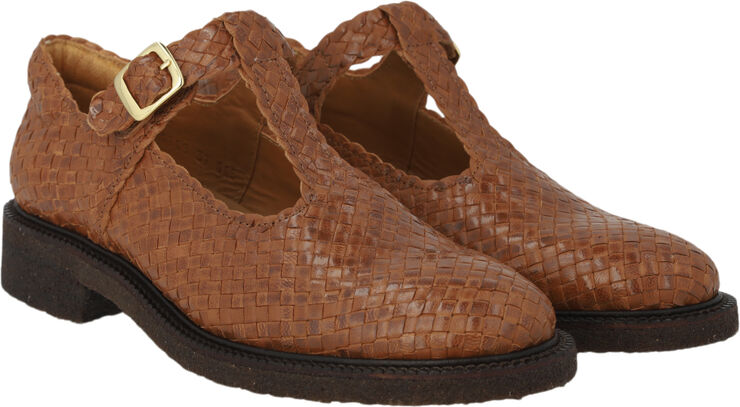 ANGULUS Håndflettet Mary Jane 3614 tan braid