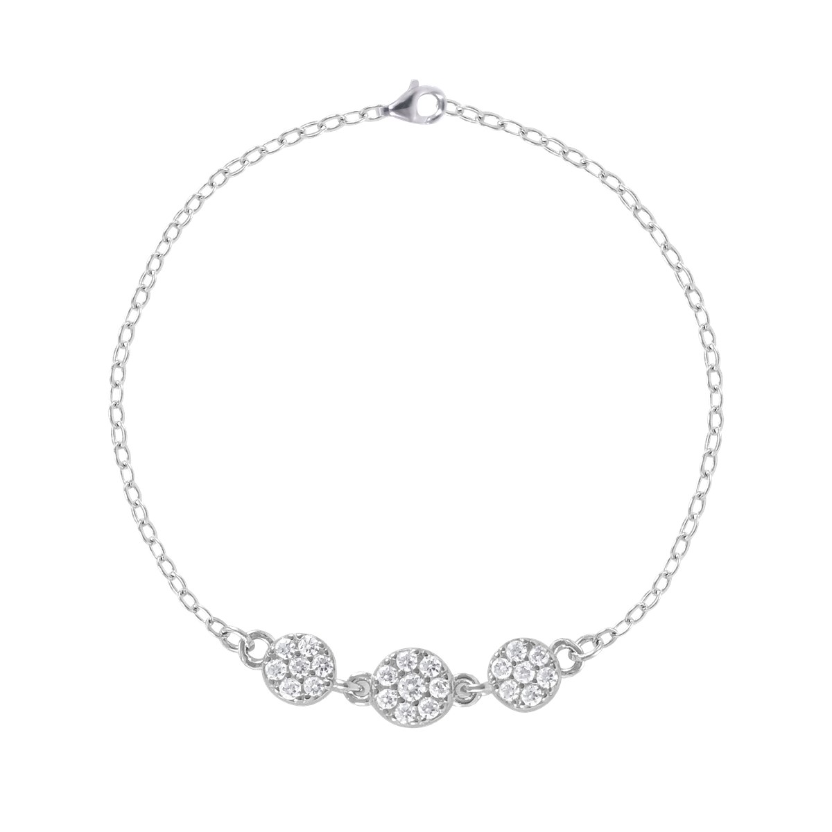 Bracelet en argent 925 rhodié avec oxydes de zirconium