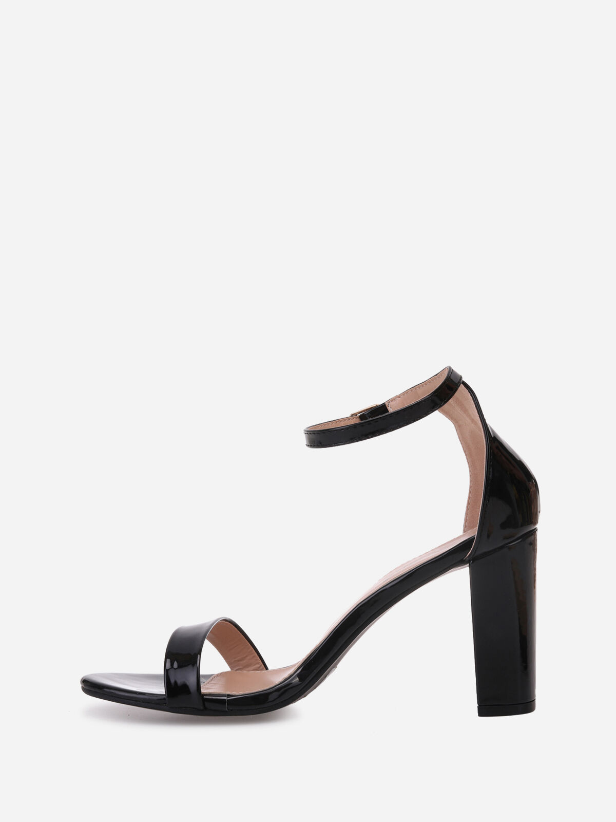 Sandales vernies à talon carré- Noir