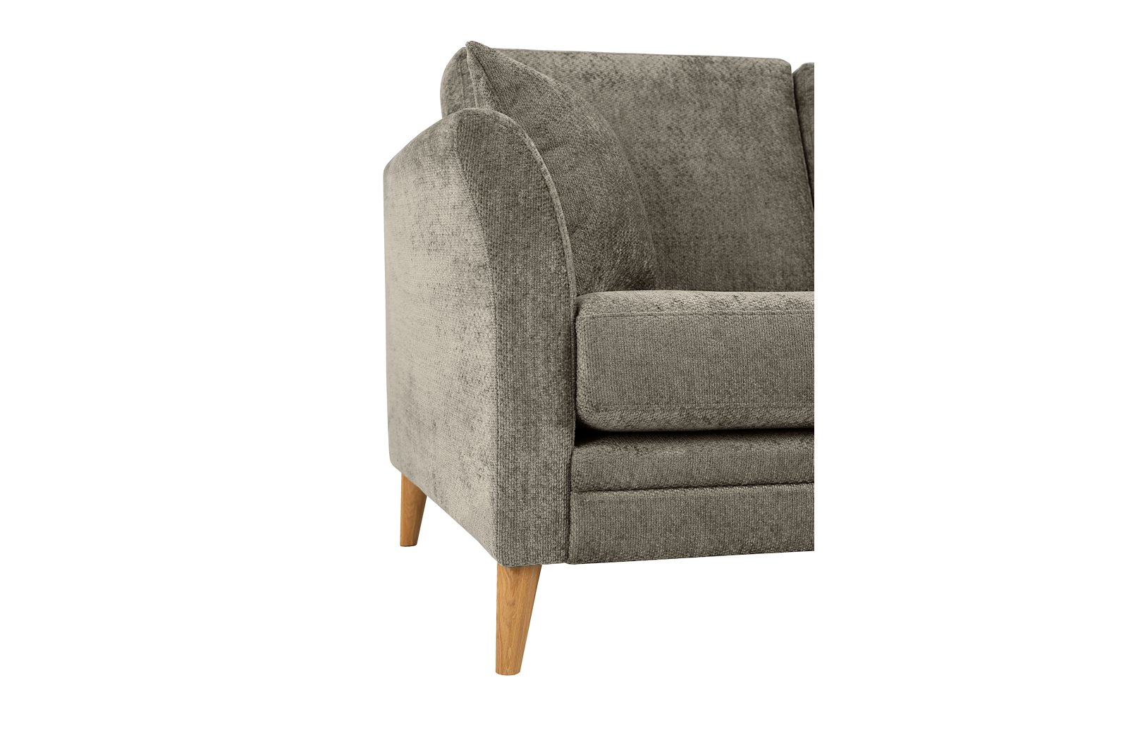 Eden hjørnesofa 2,5-seter med åpen ende venstre. Tekstil Movie 13/1 Light Khaki med ben i eik natur (15137).