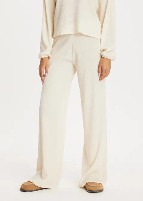 Wijde broek met structuur off-white (ECRU)
