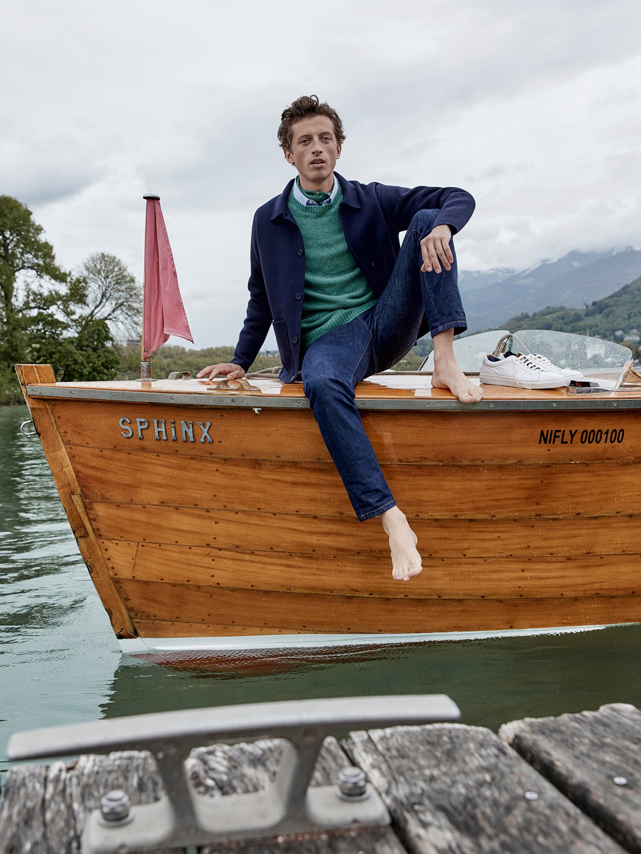 Pull col rond chiné homme