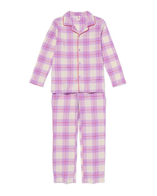 pyjama flanelle à carreaux pour enfant lilas