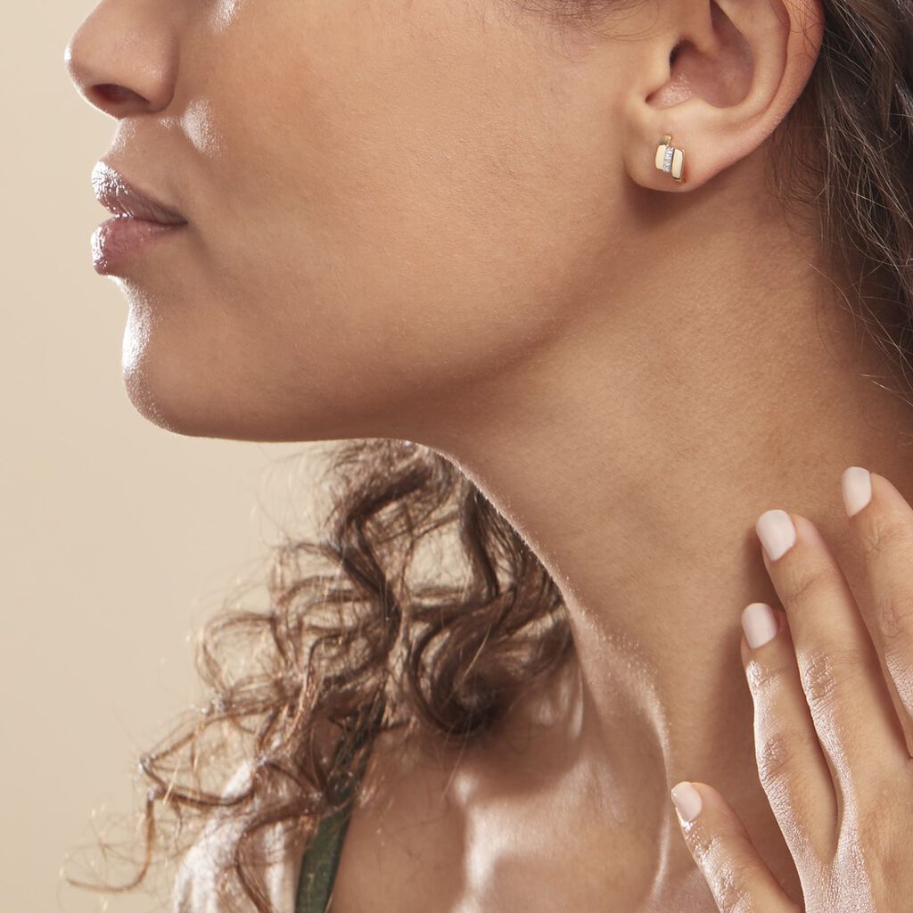 Boucles D'oreilles Puces Dolene Or Jaune Diamant