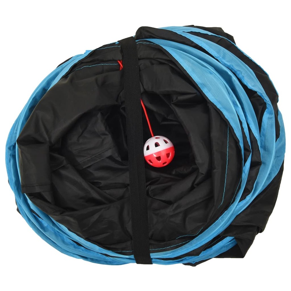 Tunnel pour chats à 4 voies noir et bleu 25 cm polyester