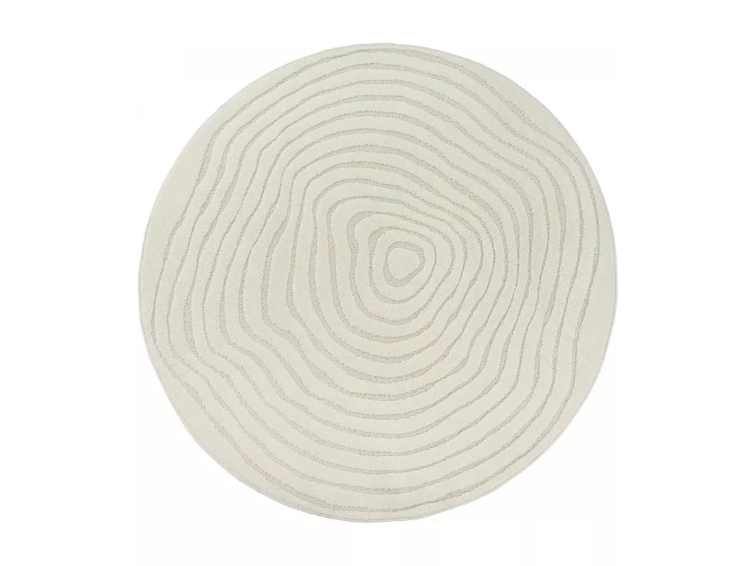 Tapis rond SPIRATRI ∅ 200 cm Crème Tapis facile d'entretien idéal pour le salon