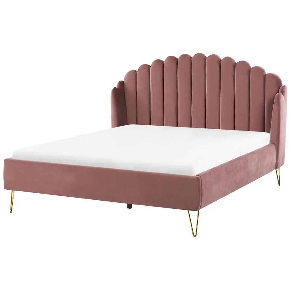 AMBILLOU - Tweepersoonsbed - Roze - 160 x 200 cm - Fluweel