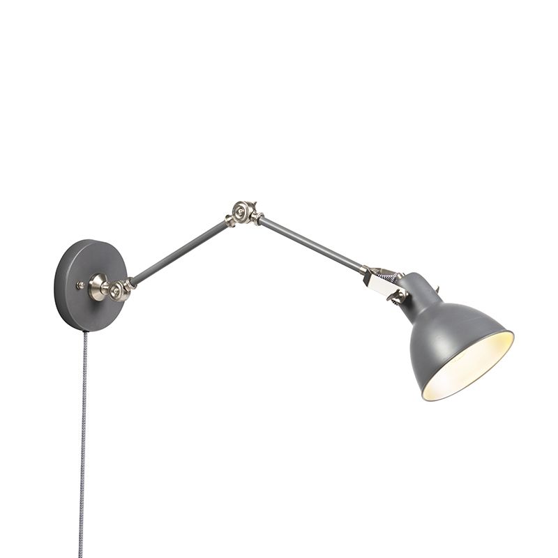 Industriële wandlamp grijs verstelbaar - Dazzle
