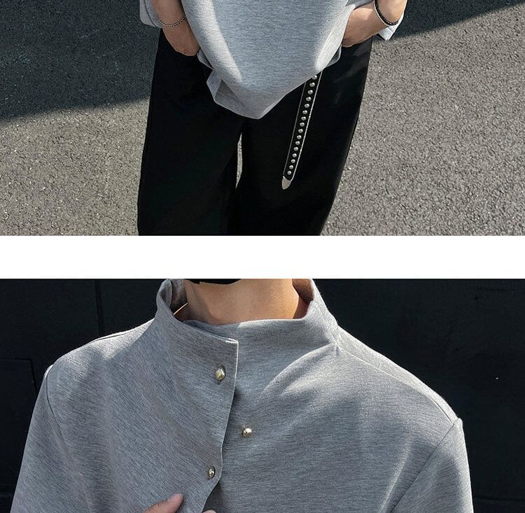 Freehop - T-shirt met korte mouwen en mockneck, effen