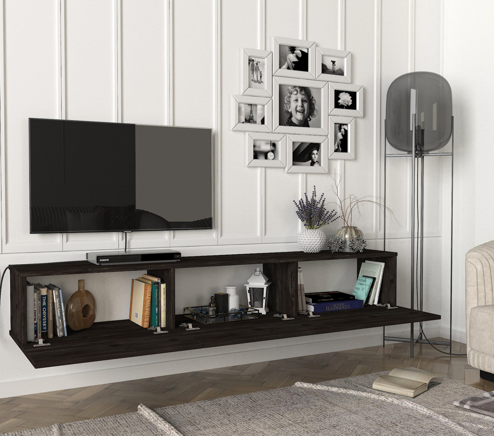 TV-Lowboard - braun-grau - hängend - 180 cm