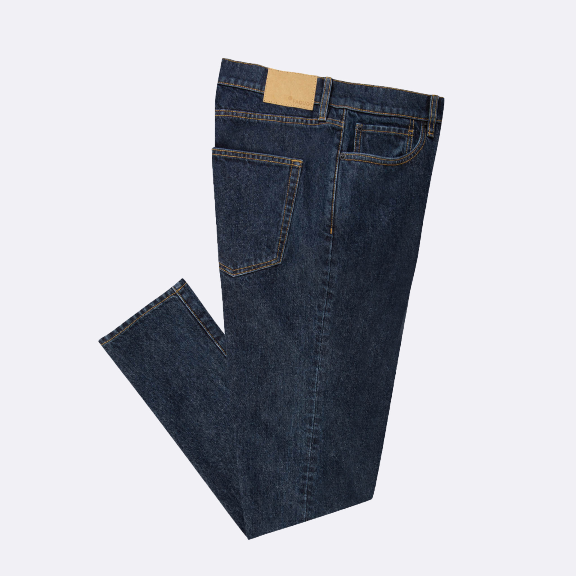 Jean denim brut coupe fuselée végan en coton et coton recyclé - modèle Tapered denim