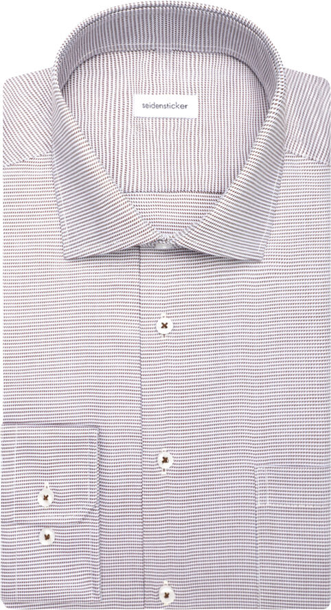 Seidensticker Business Shirt Regular Long sleeve Kent-Collar Small pattern Brown